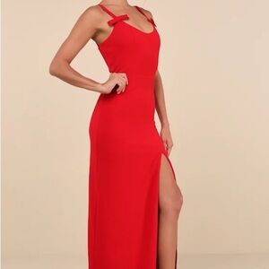 Elegant Red Sleeveless Dress- Lulus